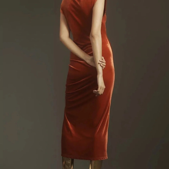 The Maya Ruched Cowl-Neck Dress: Stretch Velvet Edition By Anthropologie 3X - Picture 6 of 8